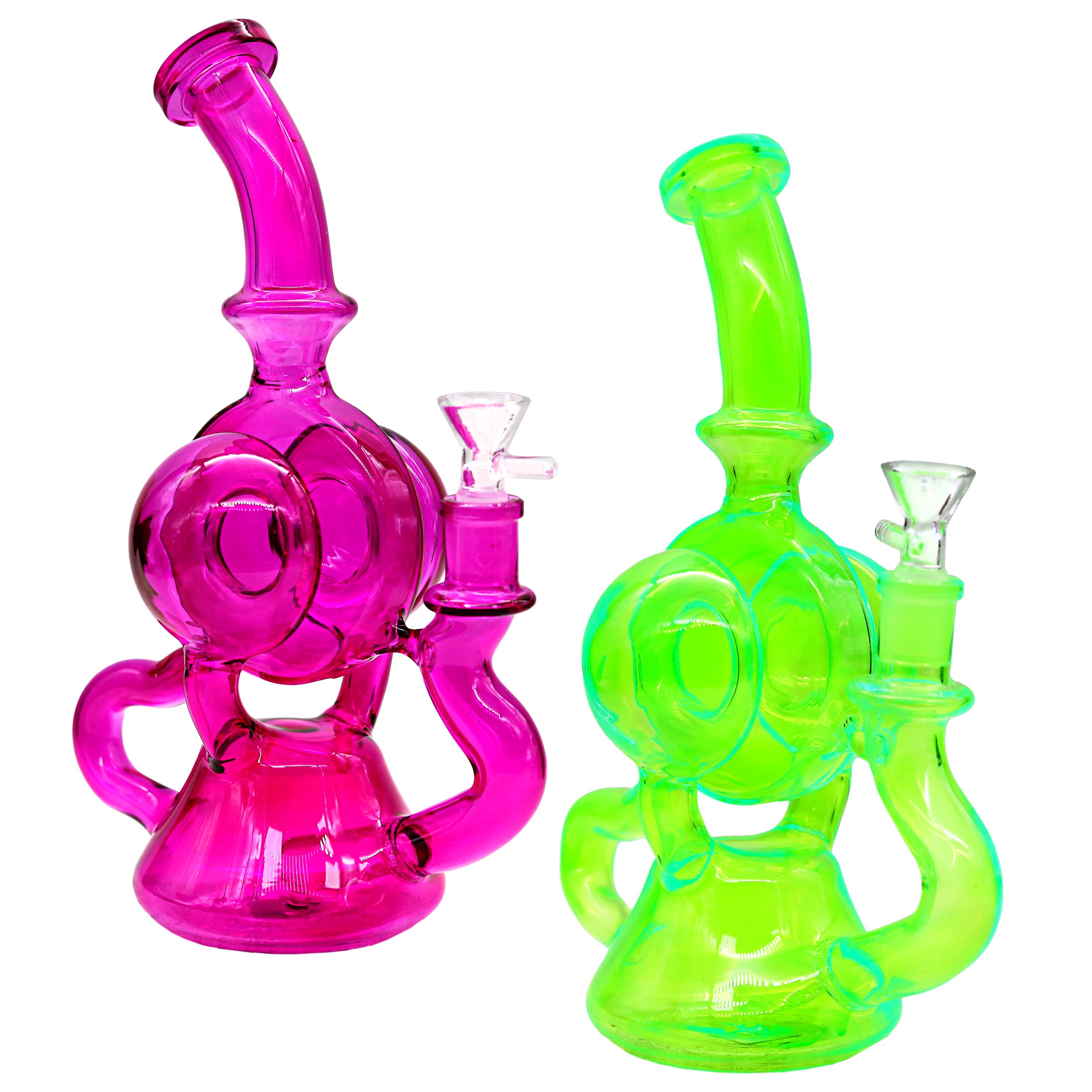 Neon Color Head Phones Design Recycler Waterpipe (RC-27) | 10 inch | Assorted Colors product image